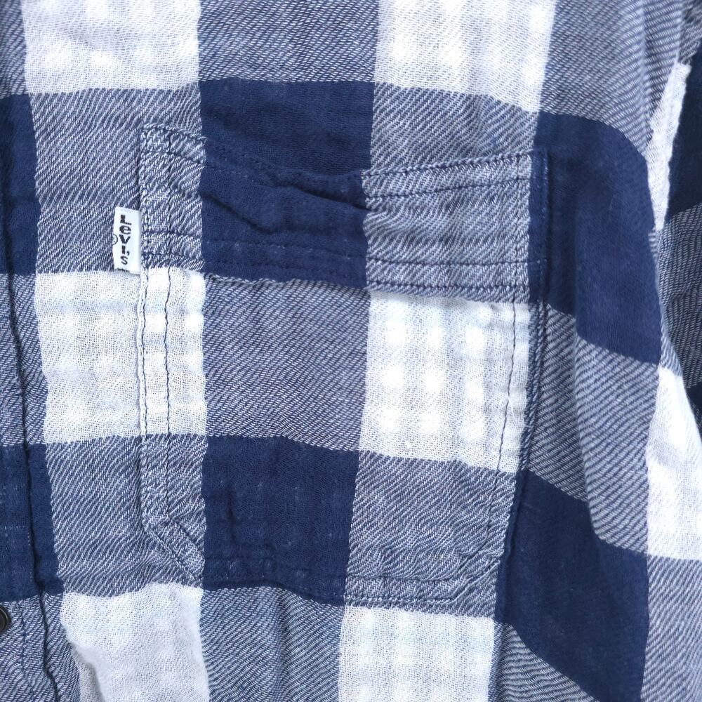 Levis Men Standard Fit Blue Check Plaid Lined Collard Button Up Longsleeve XXL - Picture 3 of 11
